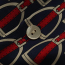 GUCCI Long Sleeved Shirt Silk 46 Red Navy Auth ym054M-3