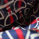 GUCCI Long Sleeved Shirt Silk 46 Red Navy Auth ym054M-7