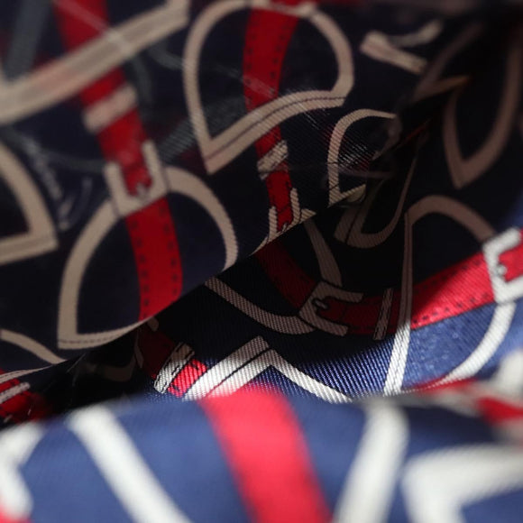 GUCCI Long Sleeved Shirt Silk 46 Red Navy Auth ym054M