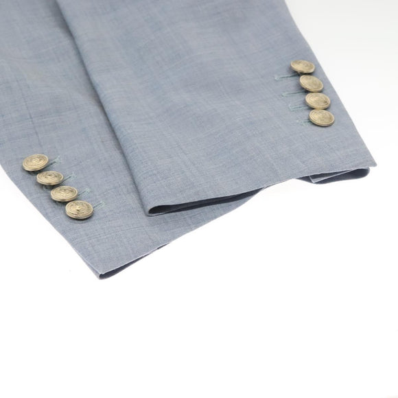 eleventy Double Breasted Jacket And Slacks Set Wool Light Blue Auth ym058M