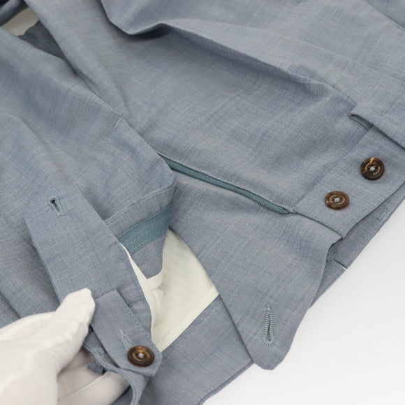 eleventy Double Breasted Jacket And Slacks Set Wool Light Blue Auth ym058M