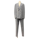 eleventy Double Breasted Jacket And Slacks Set Wool Light Blue Auth ym058M-1