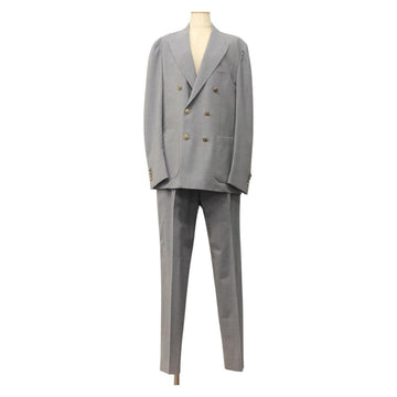 eleventy Double Breasted Jacket And Slacks Set Wool Light Blue Auth ym058M