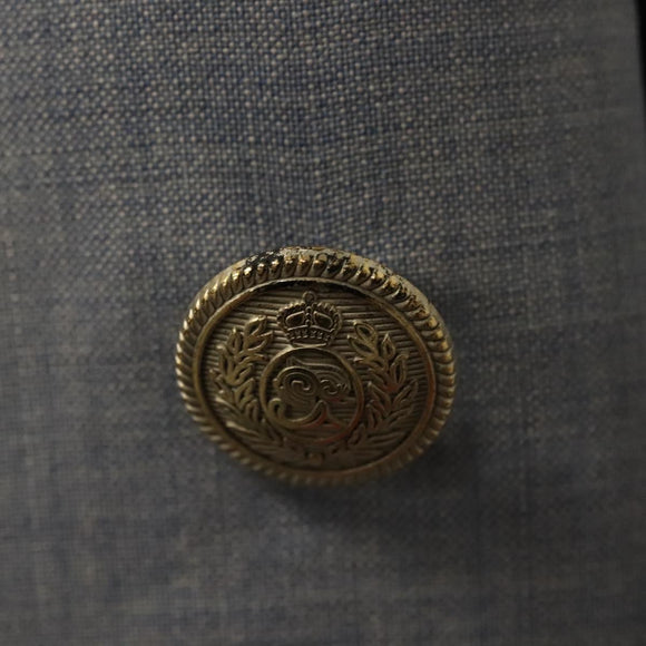 eleventy Double Breasted Jacket And Slacks Set Wool Light Blue Auth ym058M