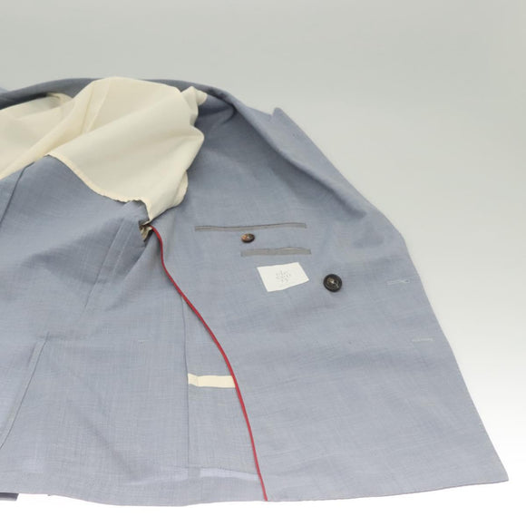 eleventy Double Breasted Jacket And Slacks Set Wool Light Blue Auth ym058M