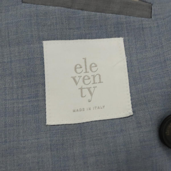 eleventy Double Breasted Jacket And Slacks Set Wool Light Blue Auth ym058M