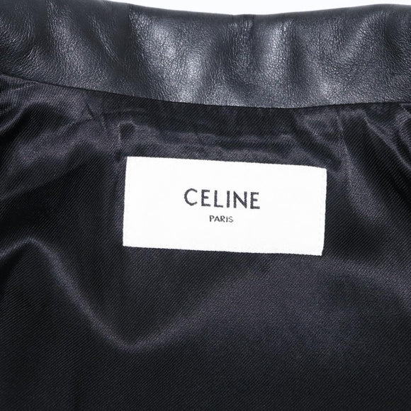 CELINE Riders Jacket Leather 50 Black Auth ym067M
