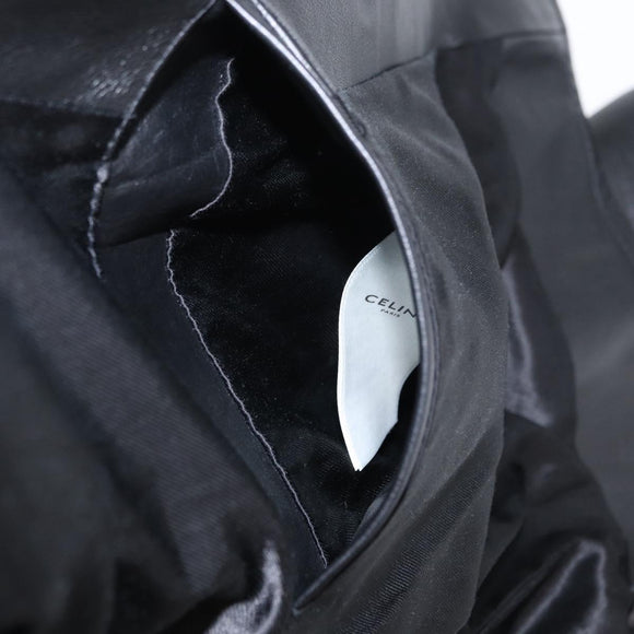 CELINE Riders Jacket Leather 50 Black Auth ym067M