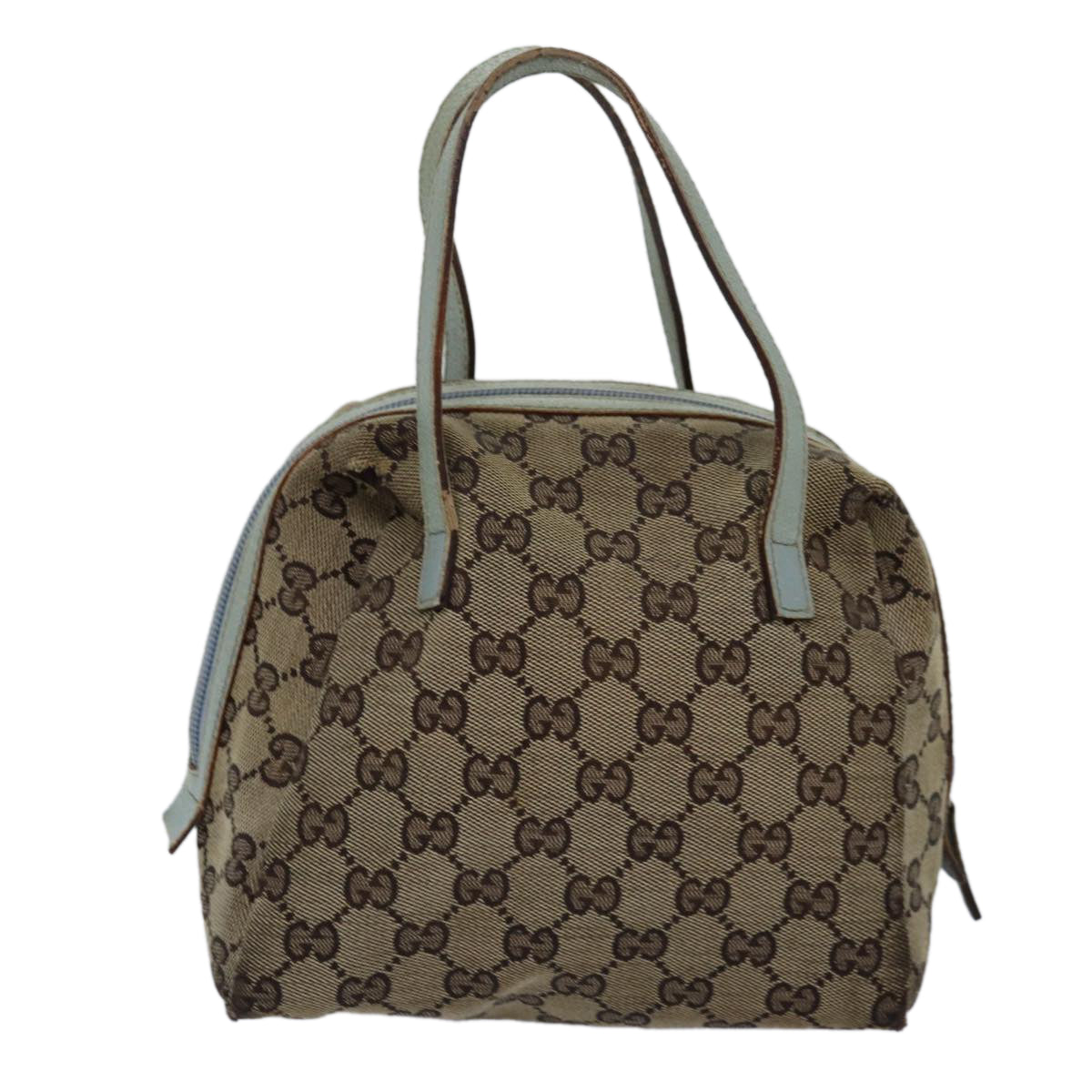 GUCCI GG Canvas Hand Bag Beige Light Blue 124542 Auth yt1006