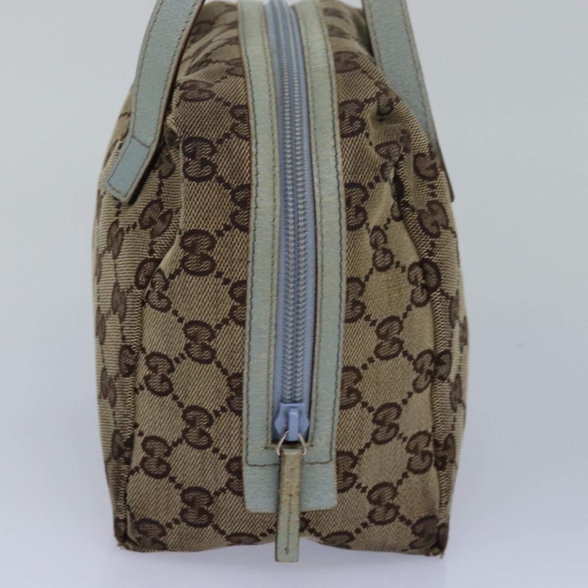 GUCCI GG Canvas Hand Bag Beige Light Blue 124542 Auth yt1006