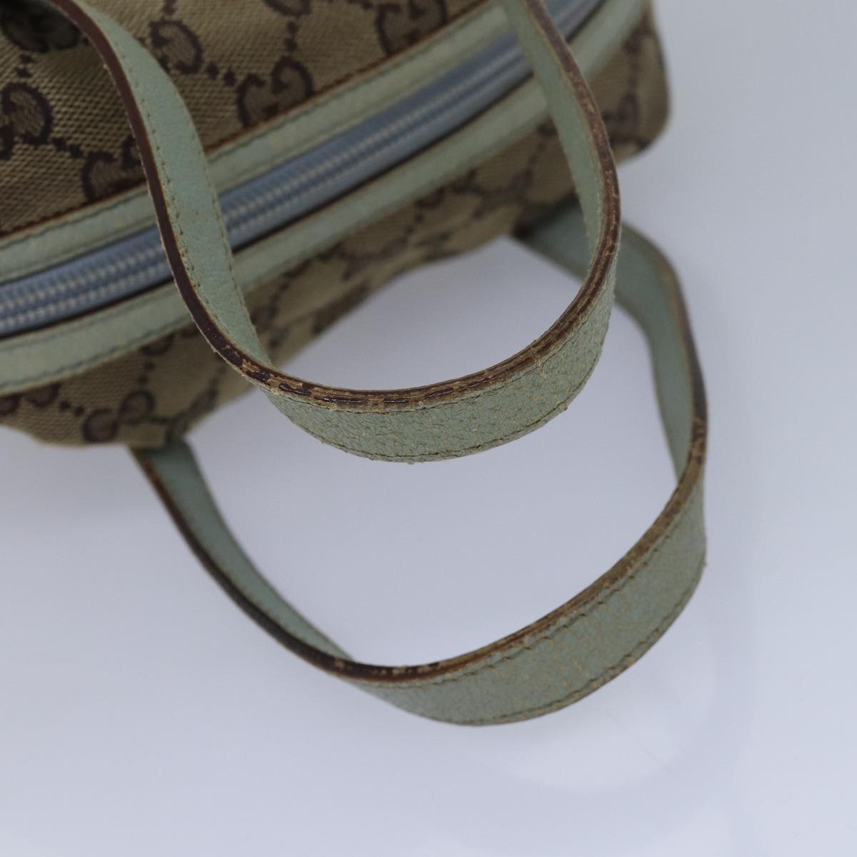 GUCCI GG Canvas Hand Bag Beige Light Blue 124542 Auth yt1006