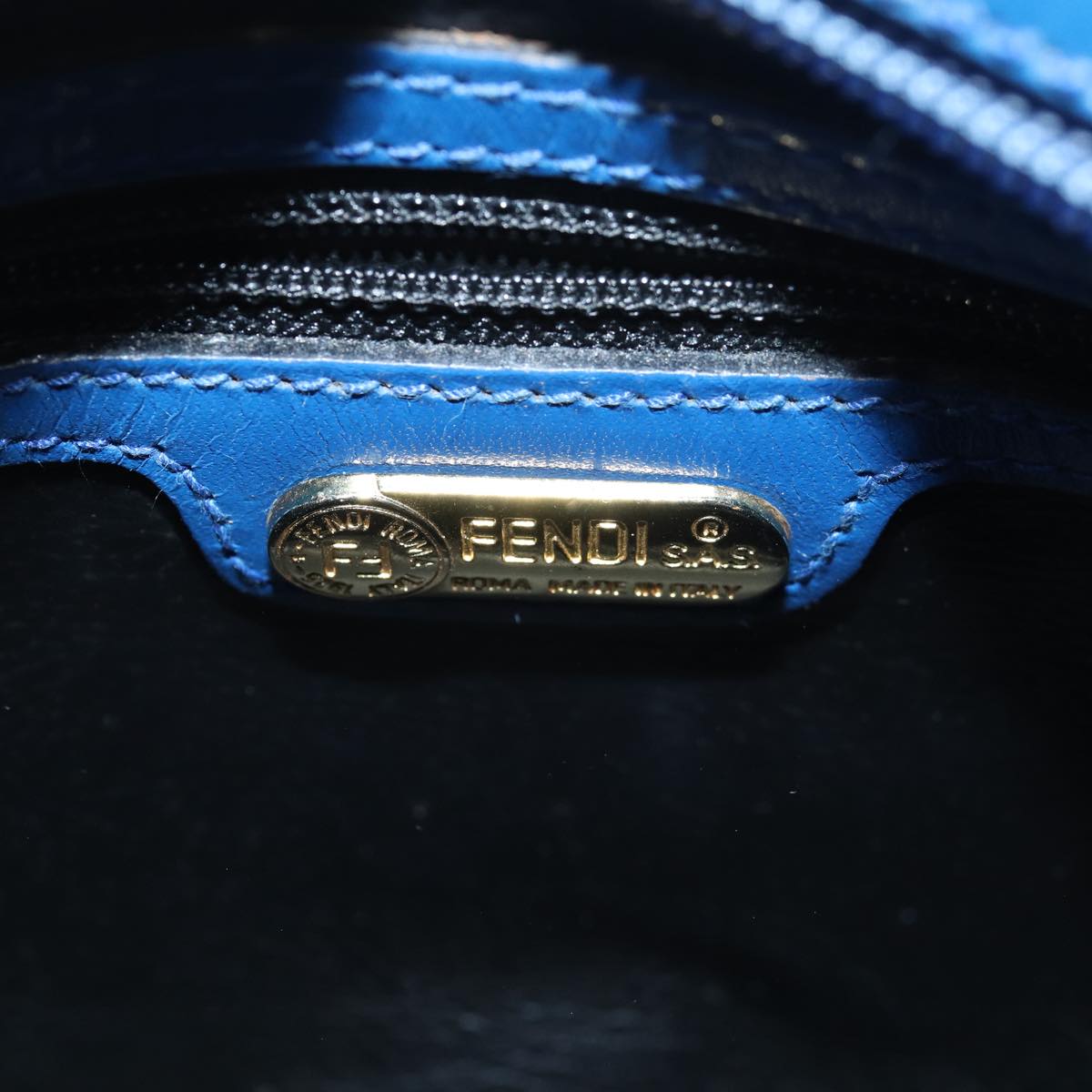 FENDI Shoulder Bag Leather Blue Auth yt1008