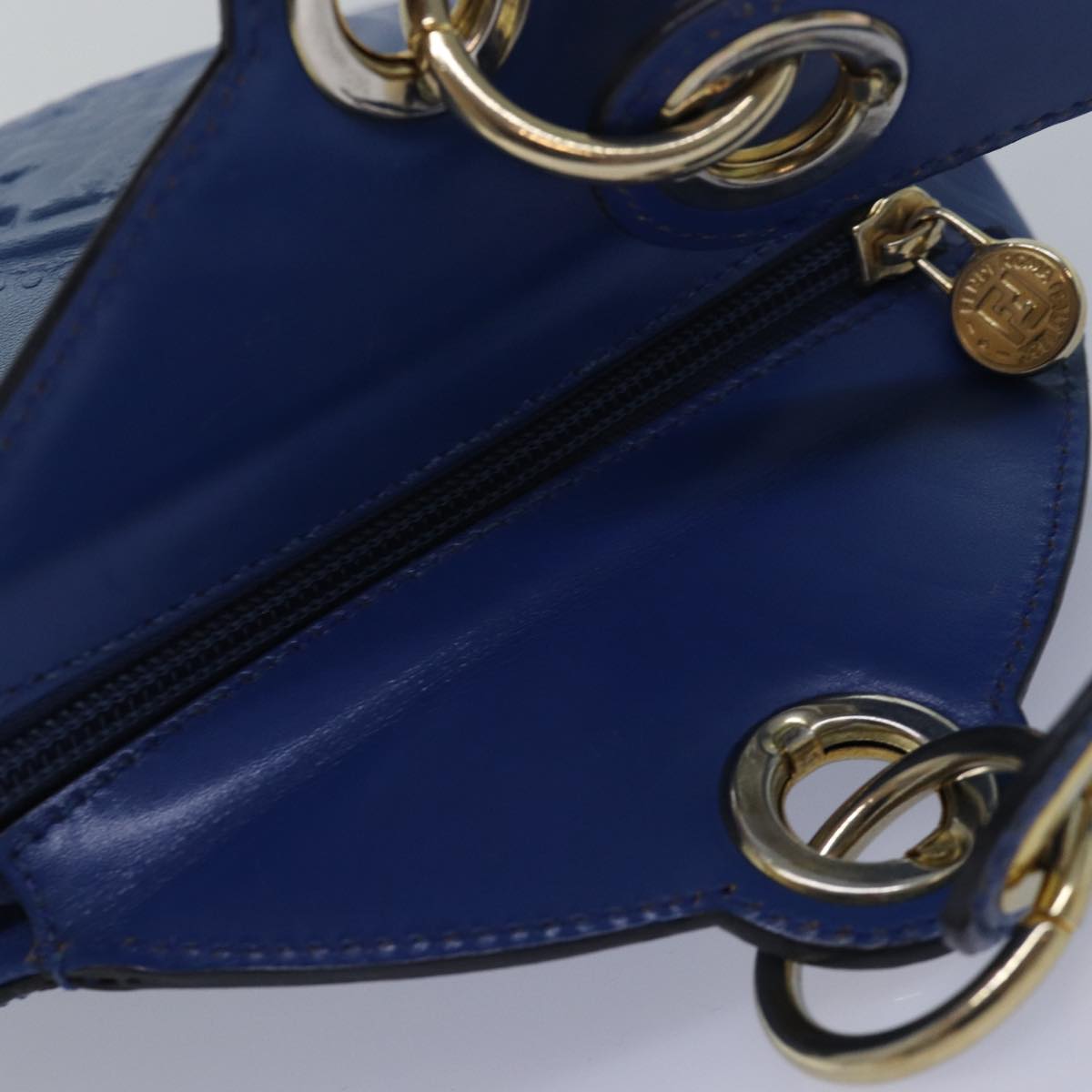 FENDI Shoulder Bag Leather Blue Auth yt1008