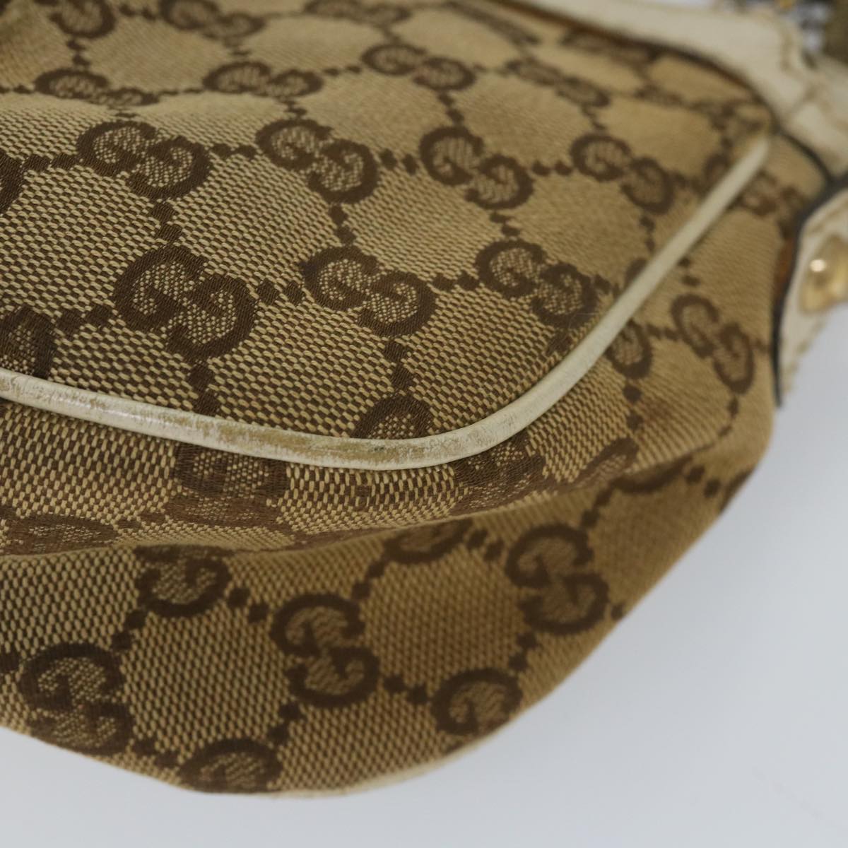 GUCCI GG Canvas Shoulder Bag Beige 211945 Auth yt982