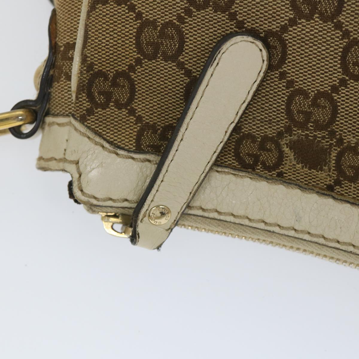 GUCCI GG Canvas Shoulder Bag Beige 211945 Auth yt982