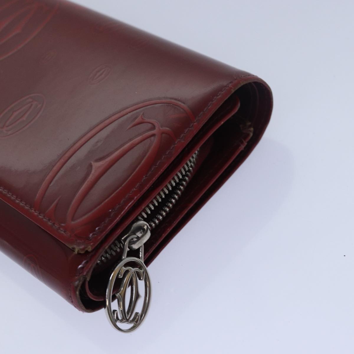 CARTIER Wallet Leather 6Set Red Auth yt990