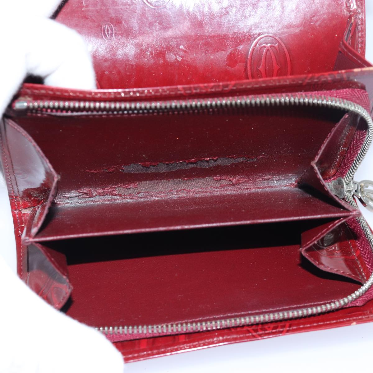 CARTIER Wallet Leather 6Set Red Auth yt990