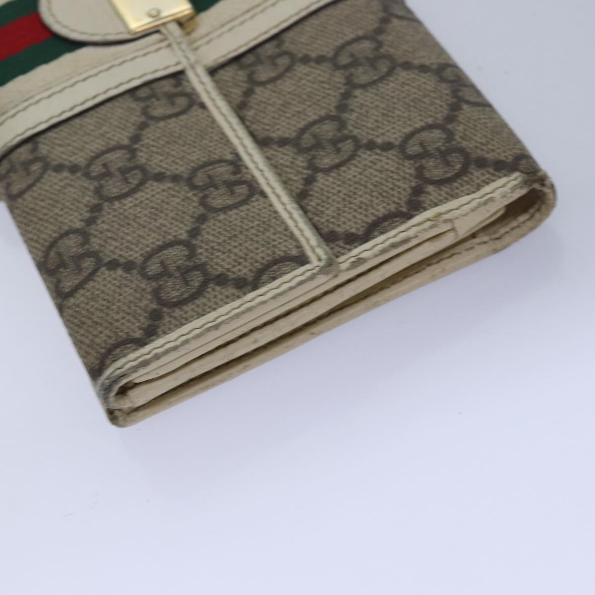 GUCCI GG Canvas Web Sherry Line Long Wallet 2Set Beige Red Green Auth yt991