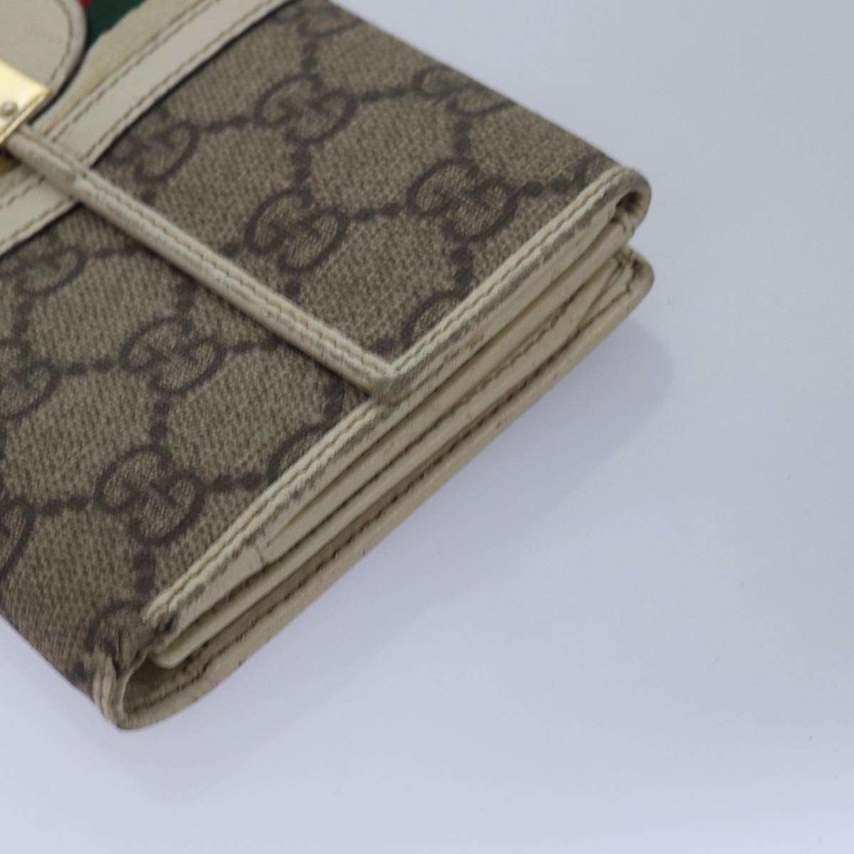 GUCCI GG Canvas Web Sherry Line Long Wallet 2Set Beige Red Green Auth yt991