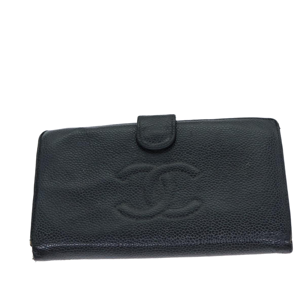 CHANEL COCO Mark Wallet Caviar Skin Black CC Auth yt993 - 0