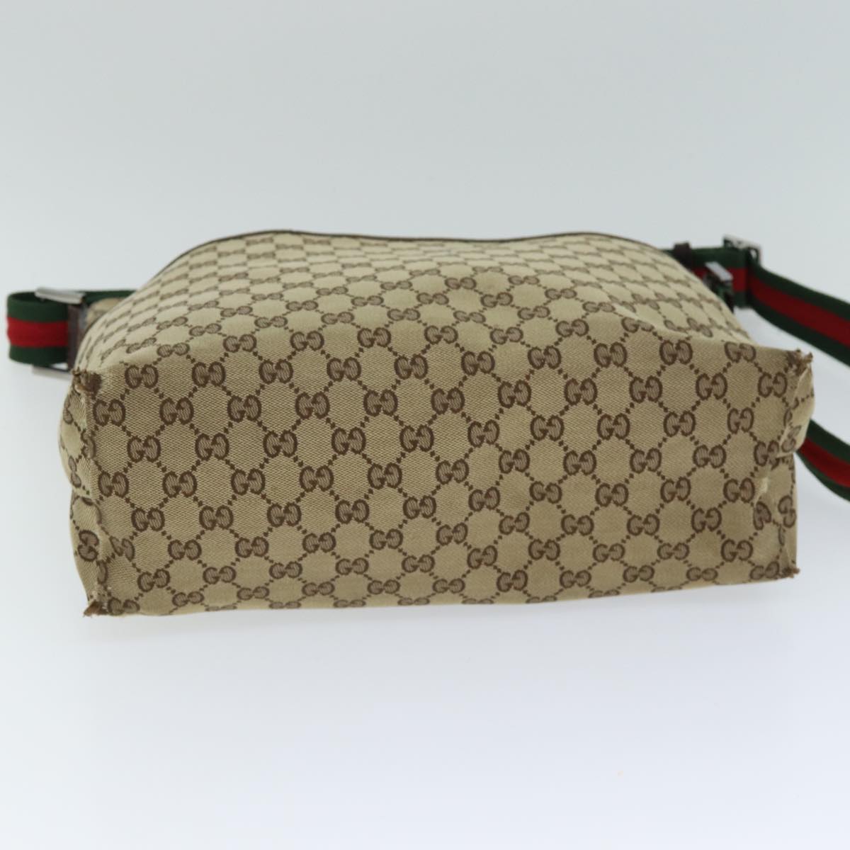 GUCCI Web Sherry Line GG Canvas Shoulder Bag Red Beige Green 189751 Auth yt998