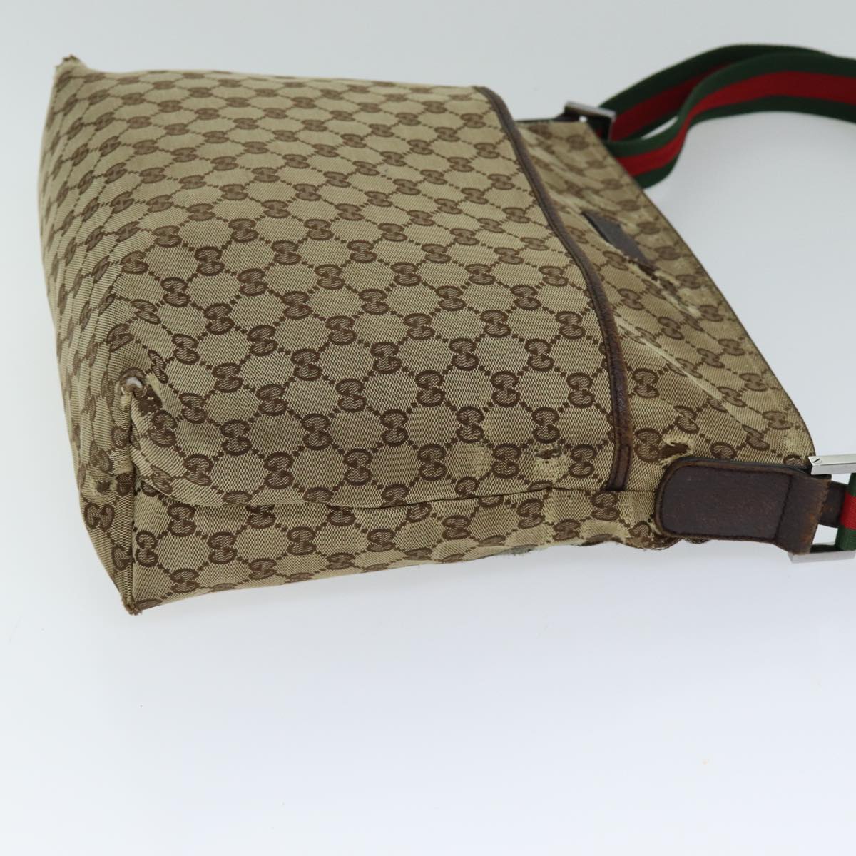 GUCCI Web Sherry Line GG Canvas Shoulder Bag Red Beige Green 189751 Auth yt998