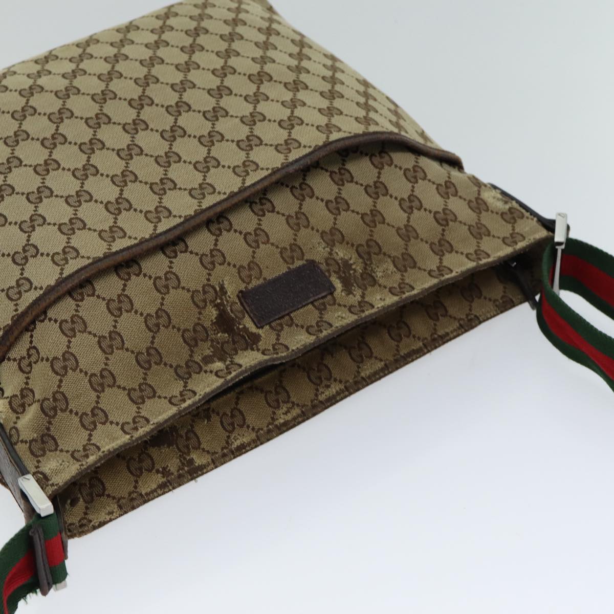 GUCCI Web Sherry Line GG Canvas Shoulder Bag Red Beige Green 189751 Auth yt998