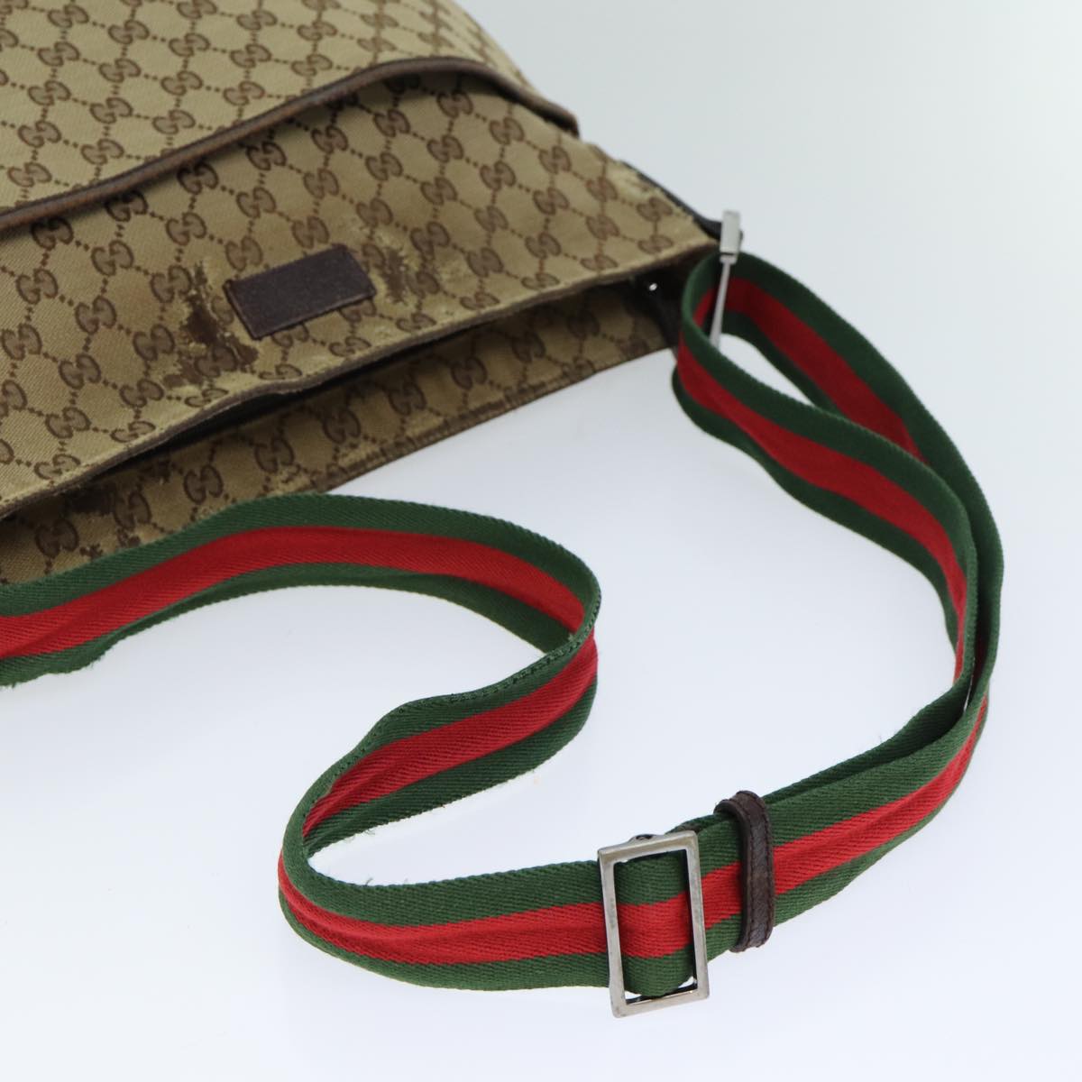 GUCCI Web Sherry Line GG Canvas Shoulder Bag Red Beige Green 189751 Auth yt998