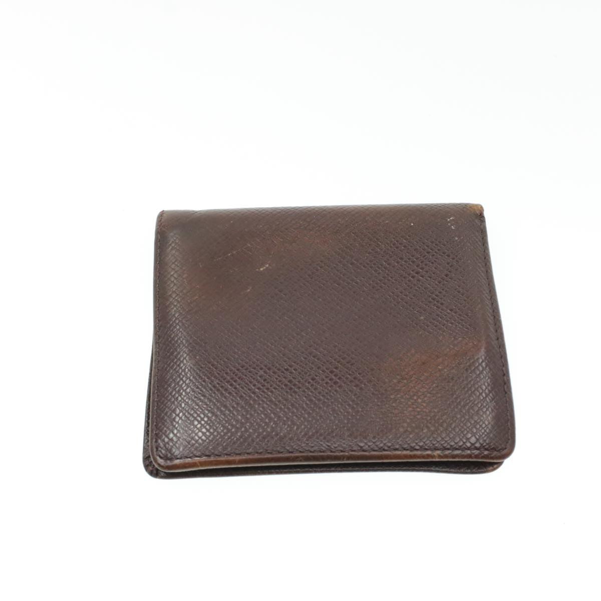 LOUIS VUITTON Taiga Leather Wallet Coin Purse 2Set Brown LV Auth 14651