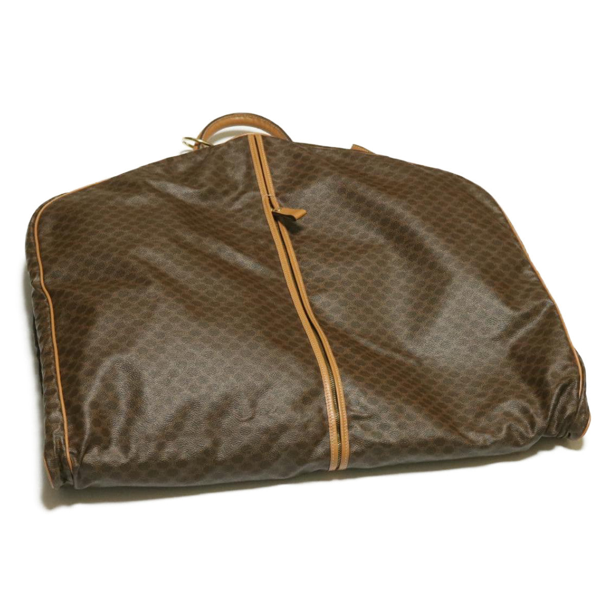CELINE Macadam Canvas Garment Cover Brown PVC Leather Auth 18226