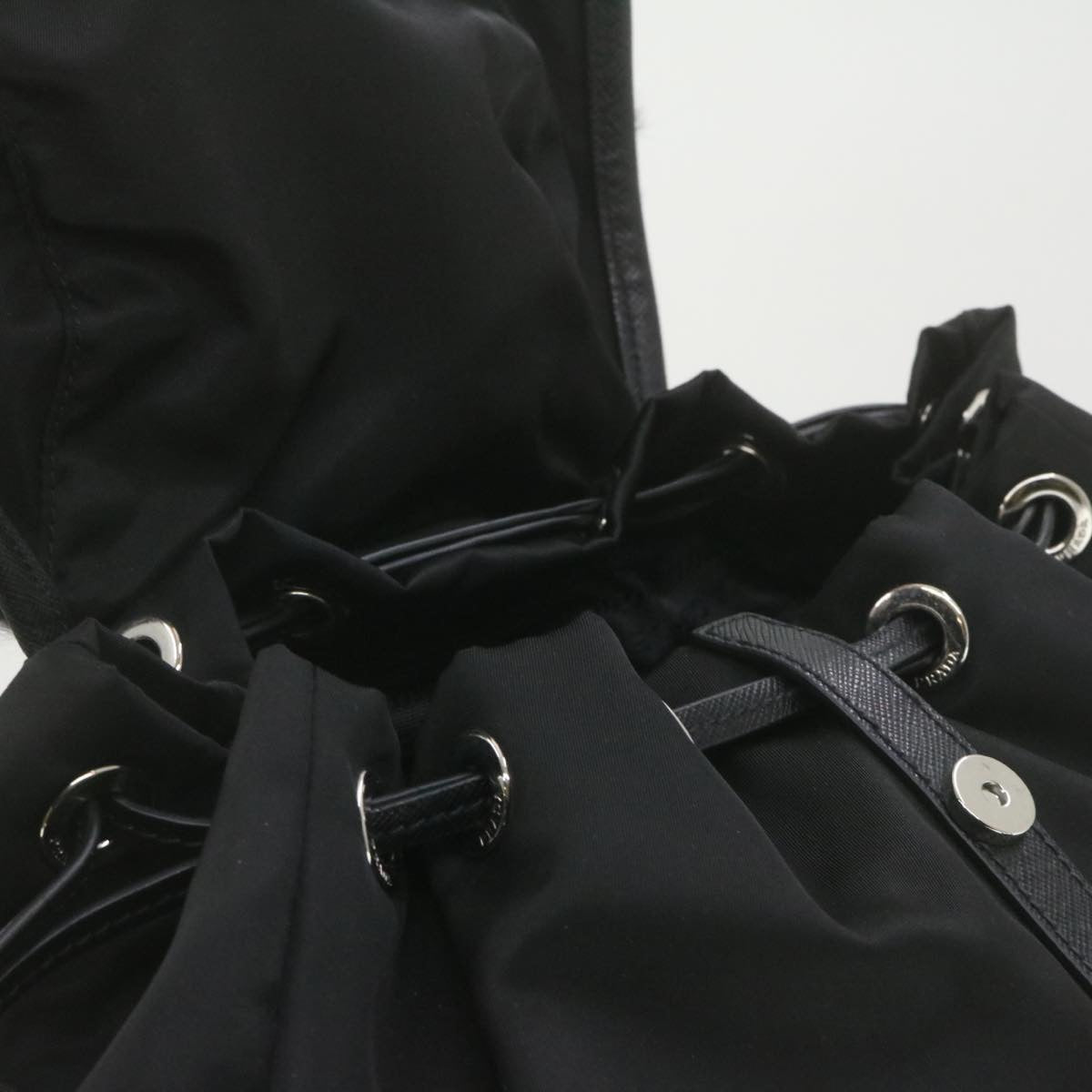 PRADA Nylon Fur Backpack Black 2VZ015 Auth 21454A