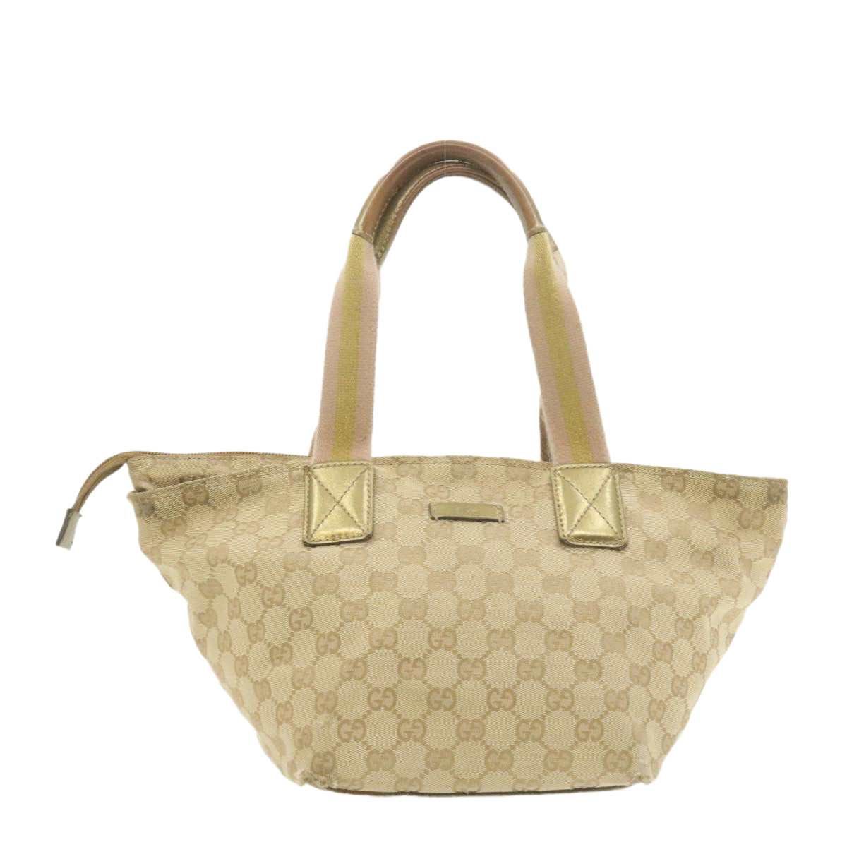 GUCCI Sherry Line GG Canvas Tote Bag Beige Pink Auth 21503