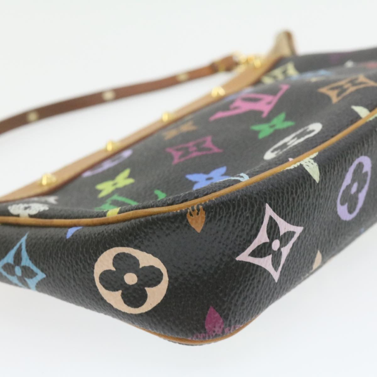 LOUIS VUITTON Multicolor Pochette Accessoires Pouch Black M92648 LV Auth 21664