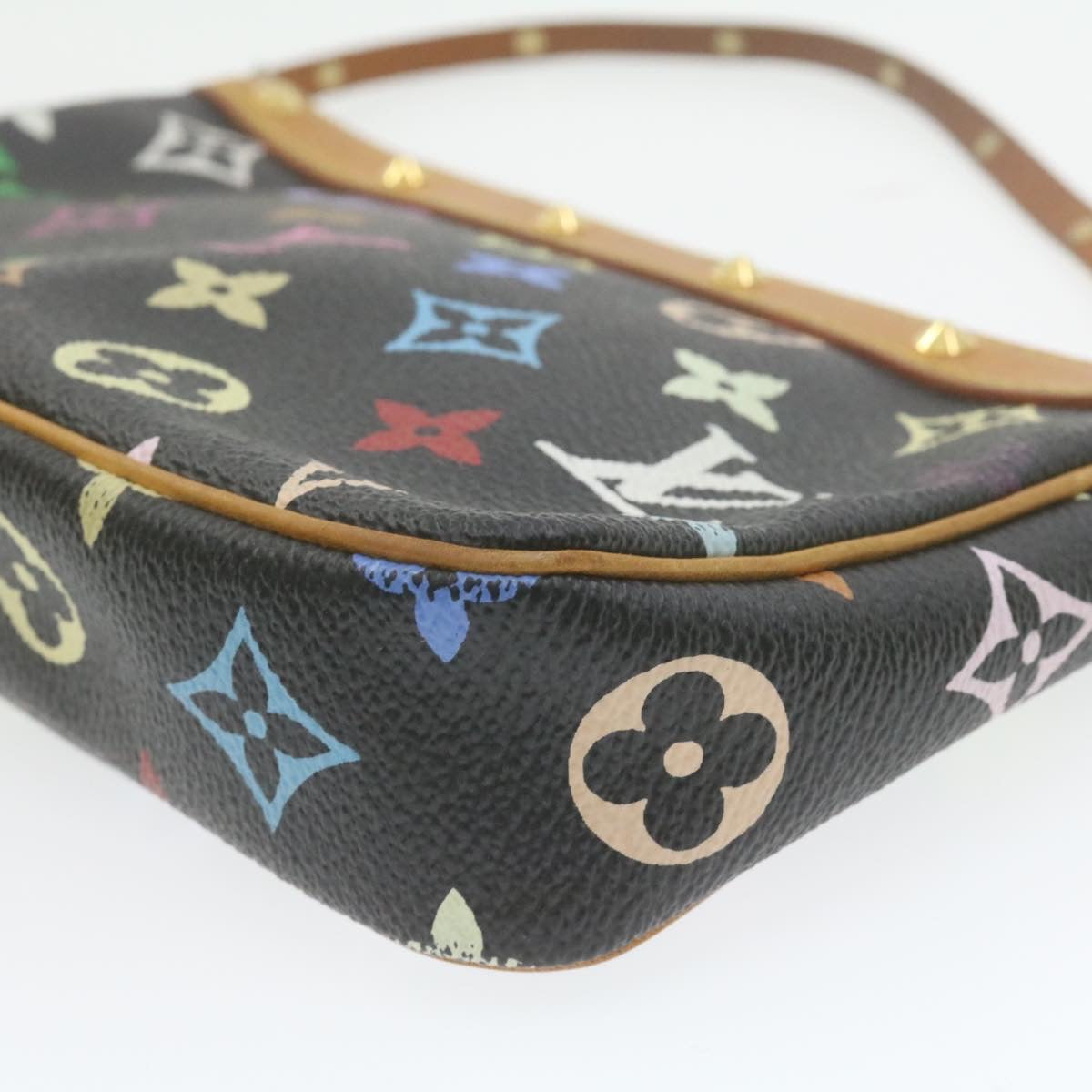 LOUIS VUITTON Multicolor Pochette Accessoires Pouch Black M92648 LV Auth 21664