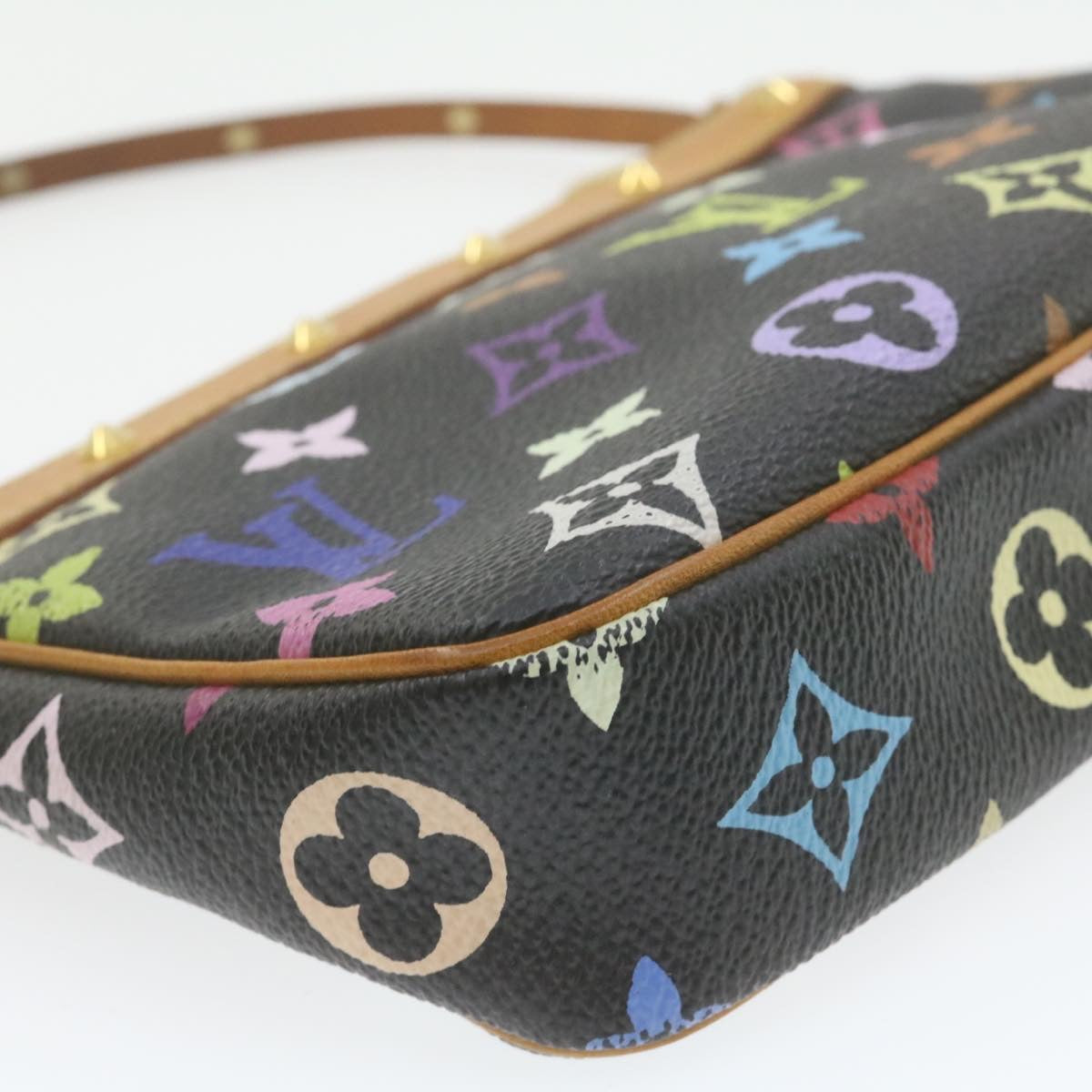 LOUIS VUITTON Multicolor Pochette Accessoires Pouch Black M92648 LV Auth 21664