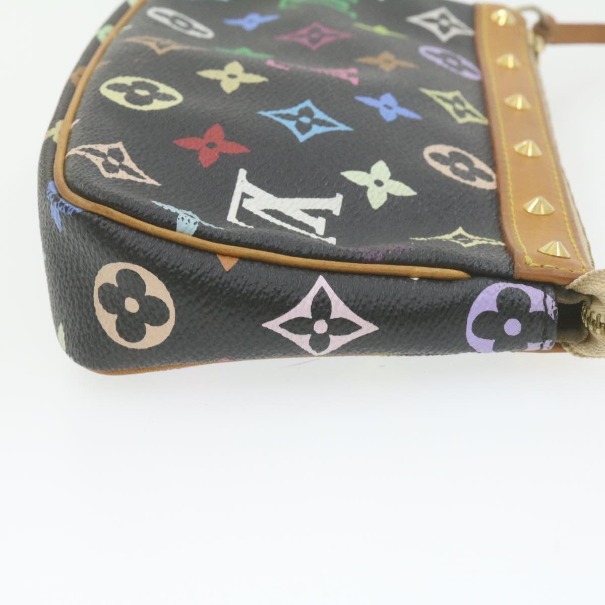 LOUIS VUITTON Multicolor Pochette Accessoires Pouch Black M92648 LV Auth 21664