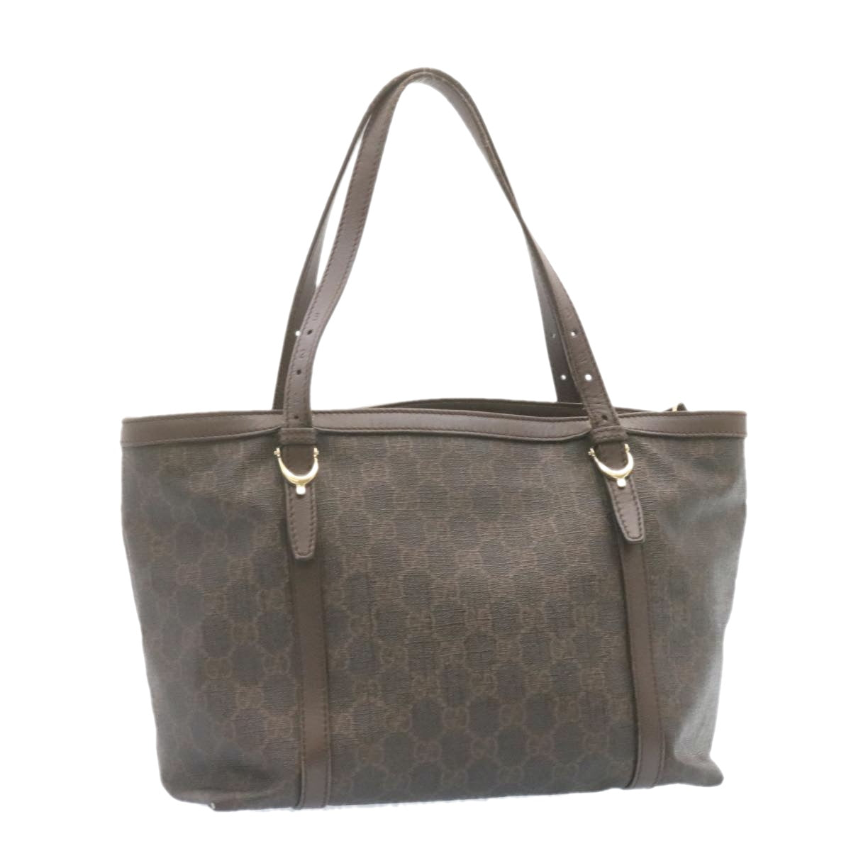 GUCCI GG Canvas Tote Bag PVC Leather Brown 336776 Auth 23085