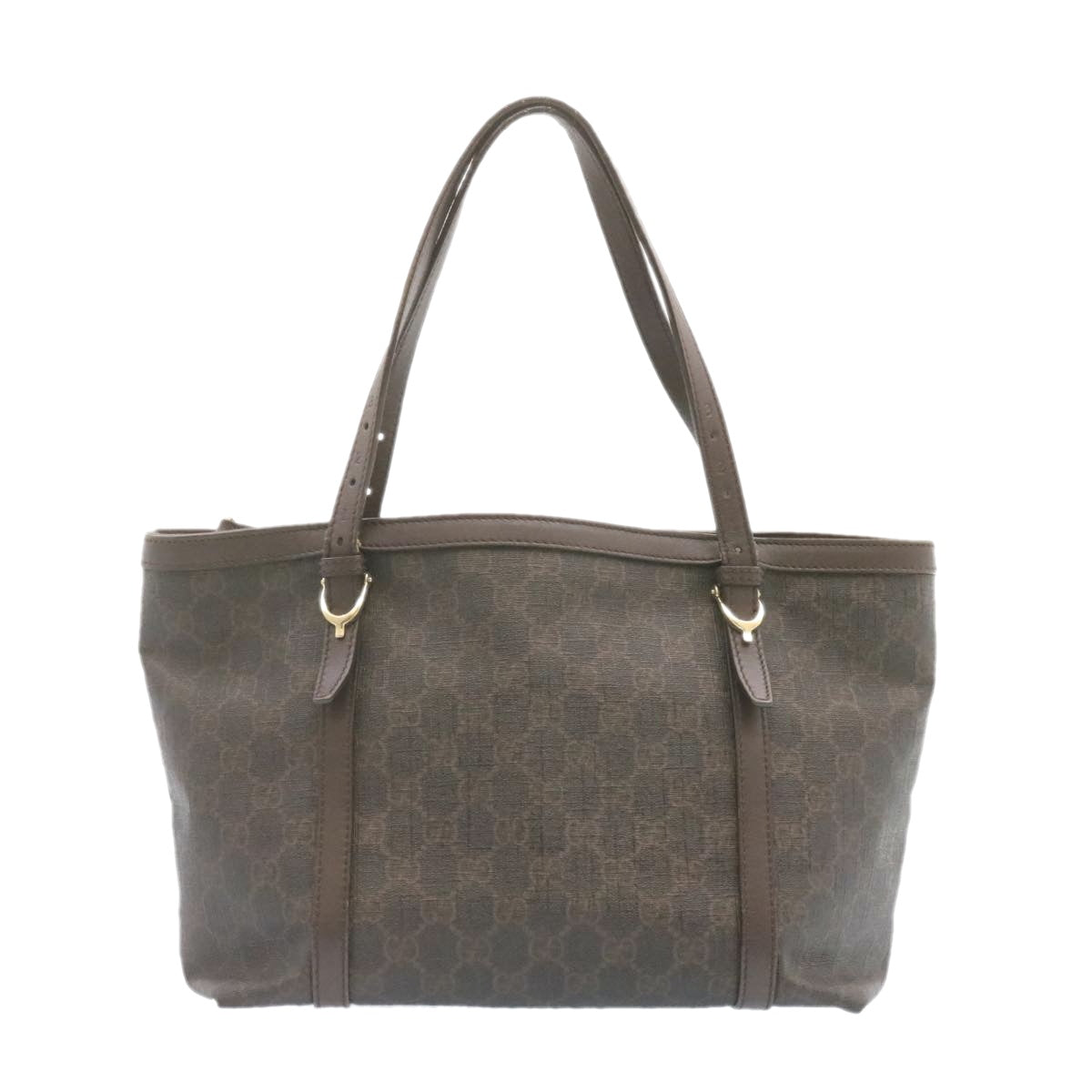 GUCCI GG Canvas Tote Bag PVC Leather Brown 336776 Auth 23085