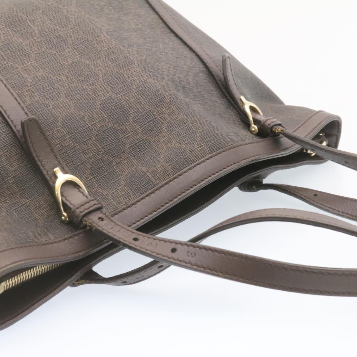 GUCCI GG Canvas Tote Bag PVC Leather Brown 336776 Auth 23085