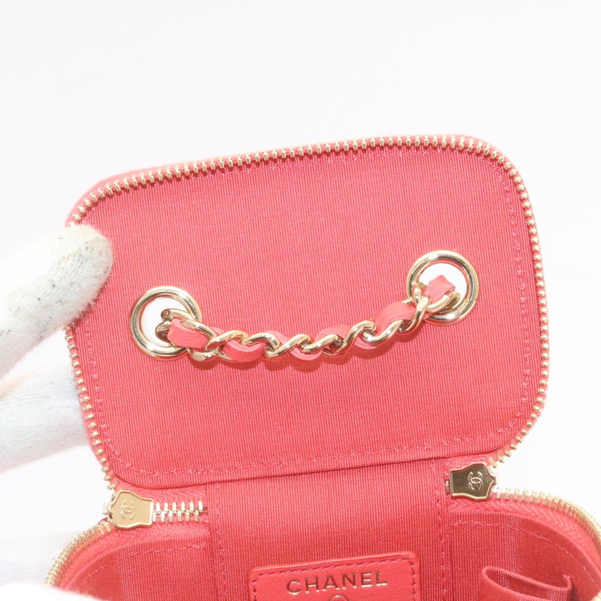 CHANEL Vanity Chain Shoulder Pouch Hemp Pink CC Auth knn023