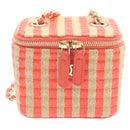 CHANEL Vanity Chain Shoulder Pouch Hemp Pink CC Auth knn023-13