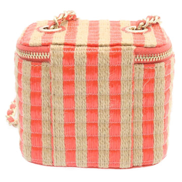 CHANEL Vanity Chain Shoulder Pouch Hemp Pink CC Auth knn023 - 0