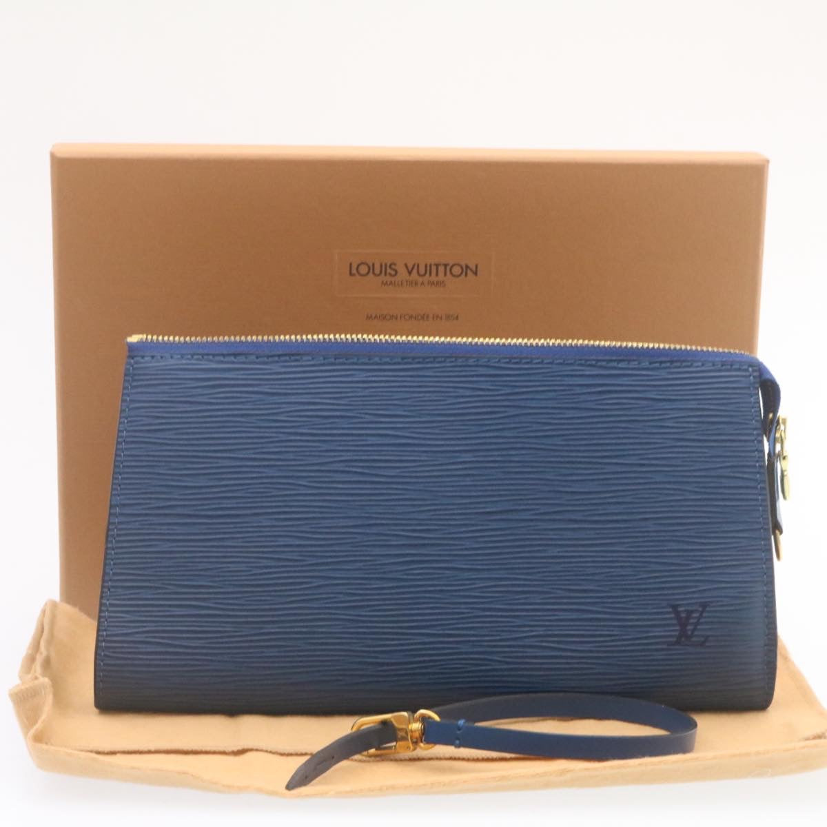 LOUIS VUITTON Epi Pochette Accessoires Pouch Blue M52945 LV Auth 23568A