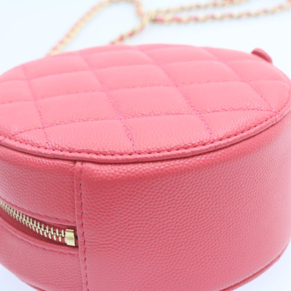 CHANEL Matelasse Caviar Skin Chain Shoulder Bag Pink CC Auth 23651A