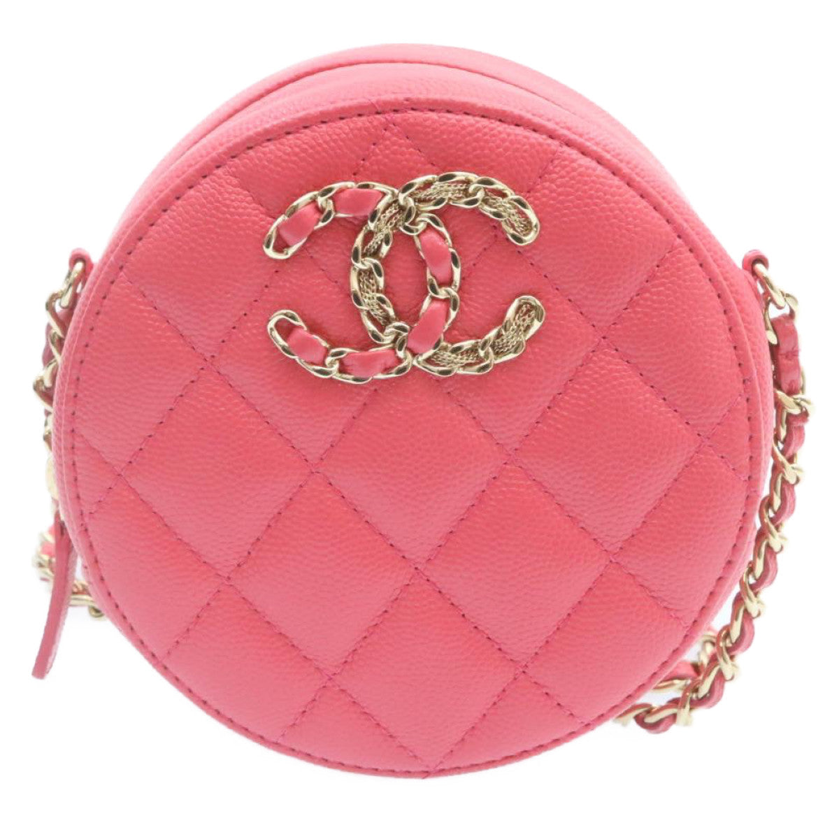 CHANEL Matelasse Caviar Skin Chain Shoulder Bag Pink CC Auth 23651A - 0