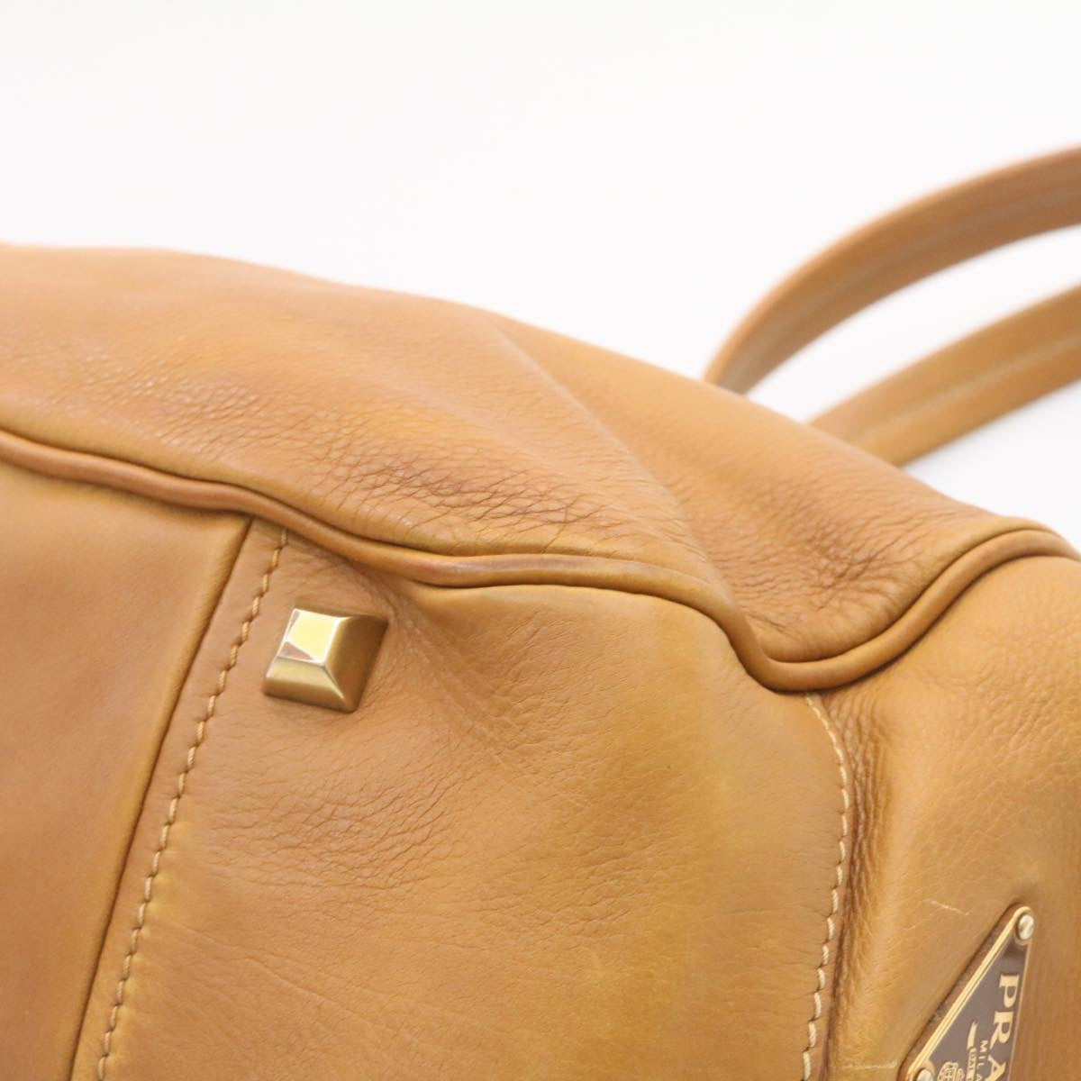 PRADA Hand Bag Leather Brown Auth 24192
