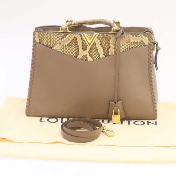 LOUIS VUITTON Very Zip Tote Hand Bag Leather Snake Skin N94301 LV Auth 24504A