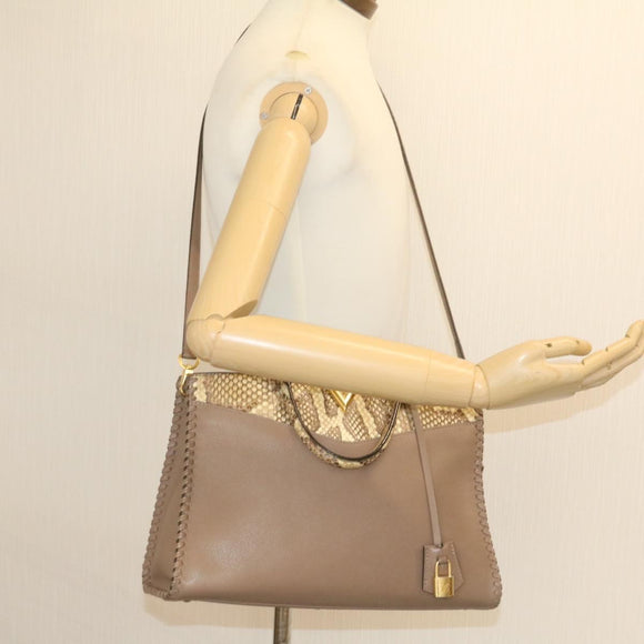 LOUIS VUITTON Very Zip Tote Hand Bag Leather Snake Skin N94301 LV Auth 24504A