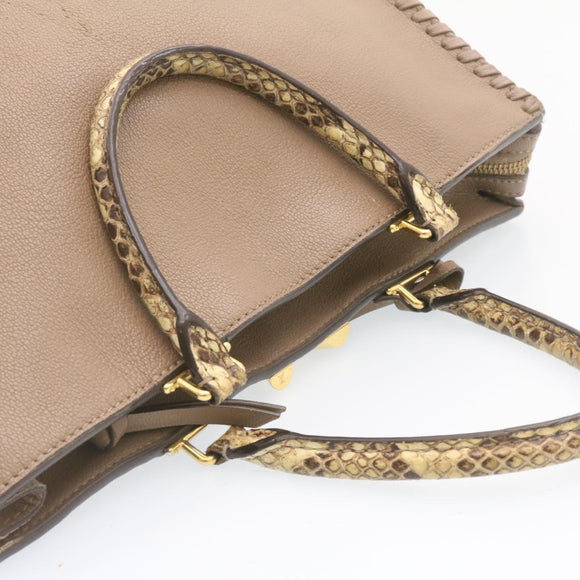 LOUIS VUITTON Very Zip Tote Hand Bag Leather Snake Skin N94301 LV Auth 24504A