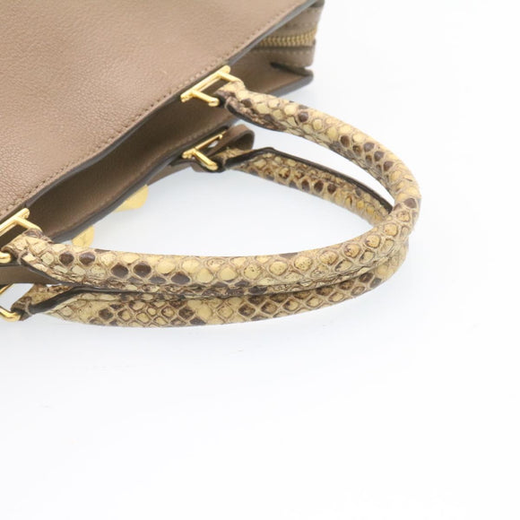 LOUIS VUITTON Very Zip Tote Hand Bag Leather Snake Skin N94301 LV Auth 24504A